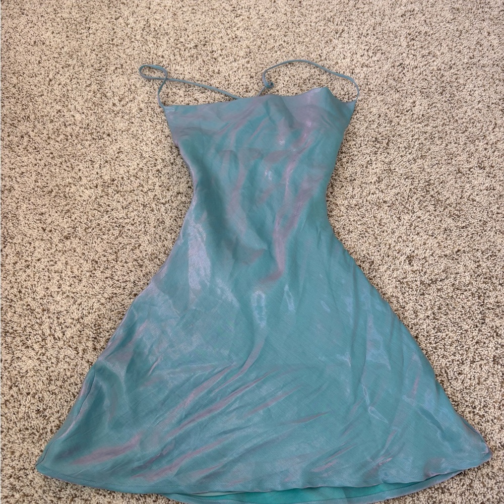 Princess Polly Shimmering Blue Mini Dress - Picture 2 of 5